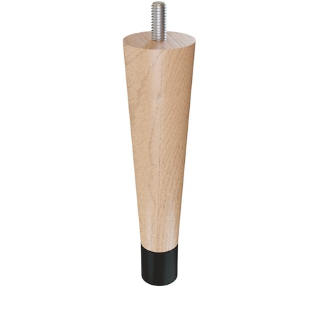 Designs Of Distinction 6" Round Tapered Leg with bolt and 1" Flat Black Ferrule - Hardwood 01240006MAWR6